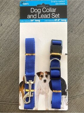 Royal Blue Dog Collar and Lead Set